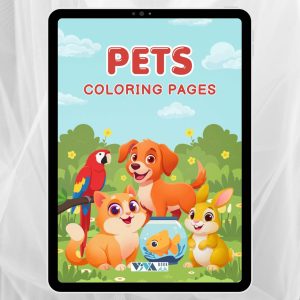 Pets Coloring Book – Домашни любимци: Работни листове за оцветяване, Творчество и релакс, Деца 3+, Дигитален PDF формат за разпечатване А4