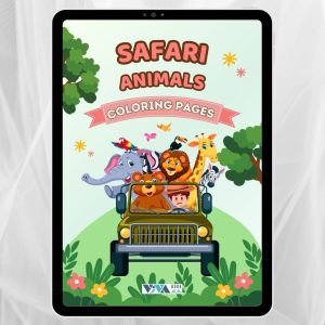 Safari Animals Coloring Book – Животните на сафари: Работни листове за оцветяване, Творчество и релакс, Деца 3+, Дигитален PDF формат за разпечатване А4