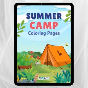 Summer Camp Coloring Book – Летен лагер: Работни листове за оцветяване, Творчество и релакс, Деца 3+, Дигитален PDF формат за разпечатване А4