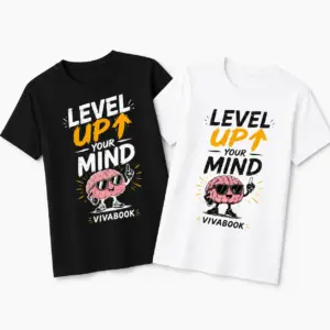 Тениска с надпис "Level Up Your Mind", Детска, Памучна, с авторски дизайн от Вивабук