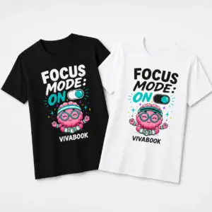 Тениска с надпис "Focus Mode ON", Детска, Памучна, с авторски дизайн от Вивабук