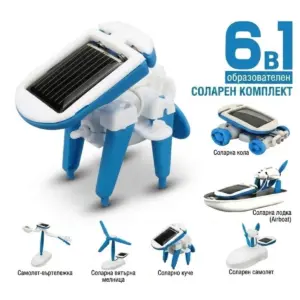 STEM Комплект 6 в 1: Соларен Робот, 21 части, Син, Възраст 8+